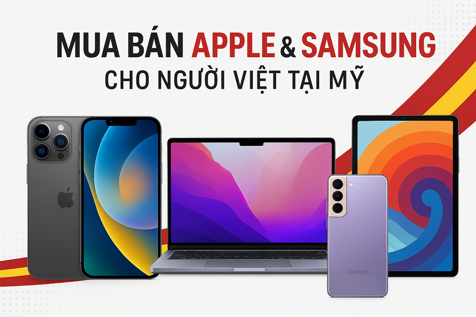Banner quảng cáo Mua bán Apple & Samsung cho người Việt tại Mỹ